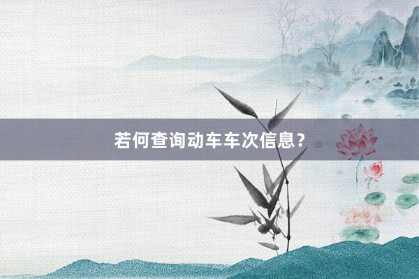 若何查询动车车次信息？